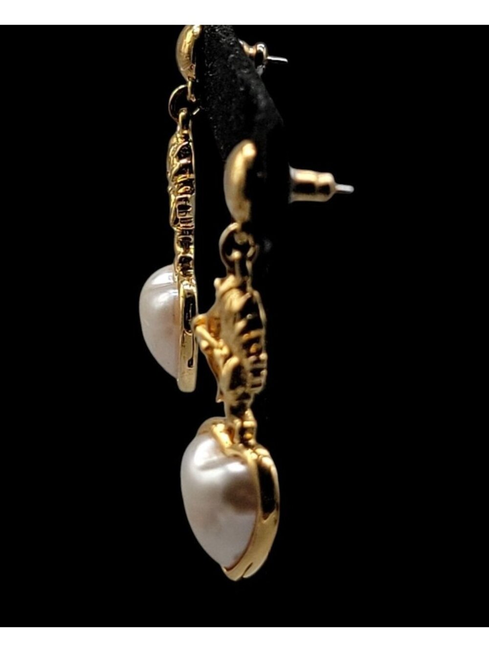 Jim Shore Post Earrings Cherub Dangling  Heart Mabe Pearl Rare Find Collectible - Picture 11 of 13